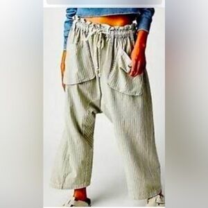 NWOT Free People Runyon Pant Drop Crotch Harem Cropped Sky Blue Combo